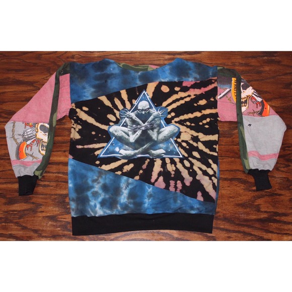 1/1 Reworked Skull Slayer Hoodie, Bleached, Tie dyed Medium, custom hoodie - Picture 10 of 11